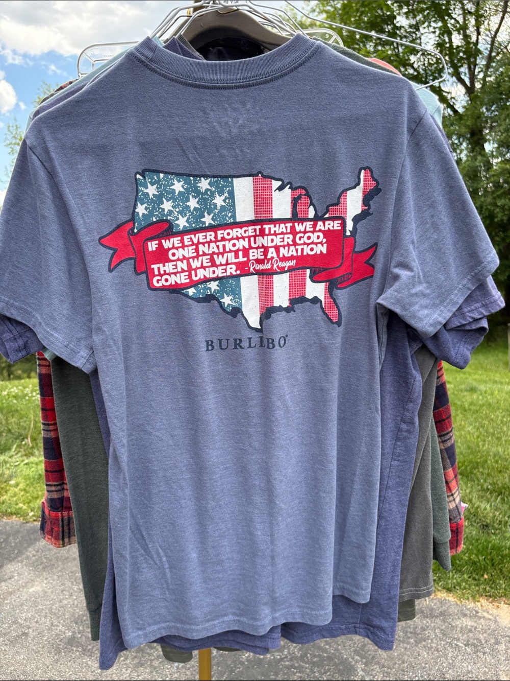 BURLEBO Navy Short-Sleeve Tee with American Map Graphic